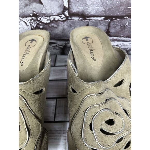 Earthies Tropez Taupe Suede Platform Slide Block Heel Sandals Women Sz 6.5B US - Picture 4 of 16